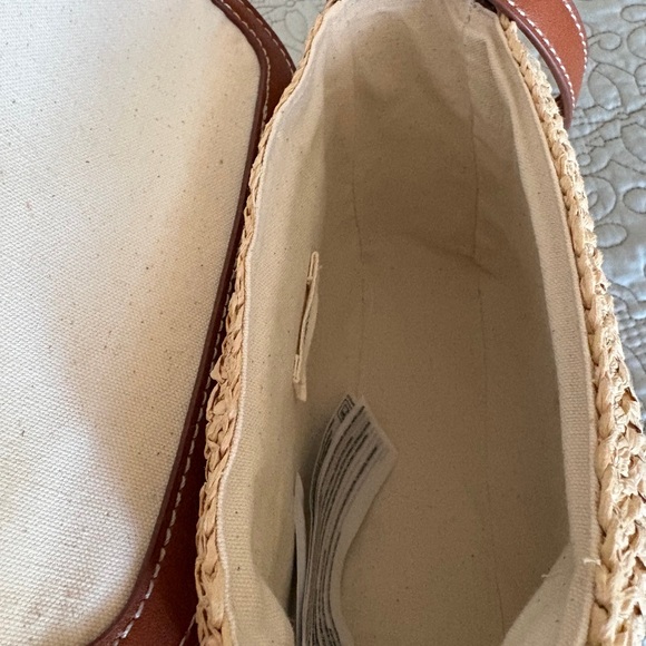 Brown and Cream Raffia Crossbody Bag - Picture 4 of 8